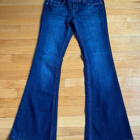 So womens bootcut jeans sz 5 mid rise flip pocket dark wash cowgirl rodeo Y2K - Picture 3 of 12